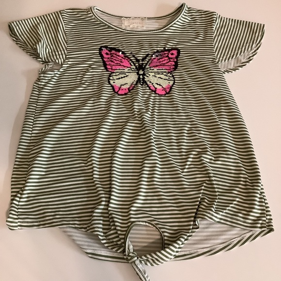 Btween & Cat & Jack Size 14 Girls Striped Top and White Top. Preloved - Picture 2 of 11